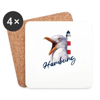 Hamburg Hamburger norddeutsch Möwe Geschenk - Untersetzer (4er-Set) - Weiß - Vorne