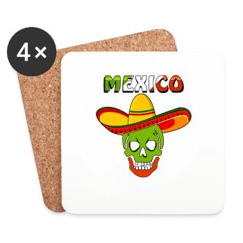 CRÂNE MEXICAIN - Dessous de verre (lot de 4) - blanc - Devant