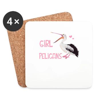 Just A Girl Who Loves Pelicans Bird Funny Animal - Untersetzer (4er-Set) - Weiß - Vorne