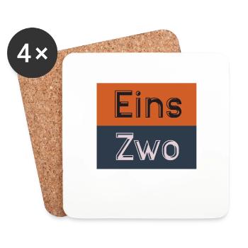 Eins Zwo humor geschenk - Untersetzer (4er-Set) - Weiß - Vorne