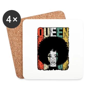 Queen Black Girl Magic Balck Pride Afro africain - Dessous de verre (lot de 4) - blanc - Devant