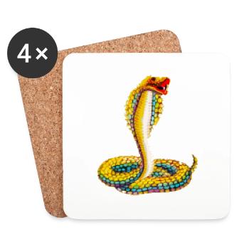 Pixel Snake - Coasters (set of 4) - white - Front