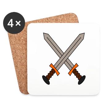 A logo of 2 swords crossed in a gamer style. - Coasters (set of 4) - white - Front