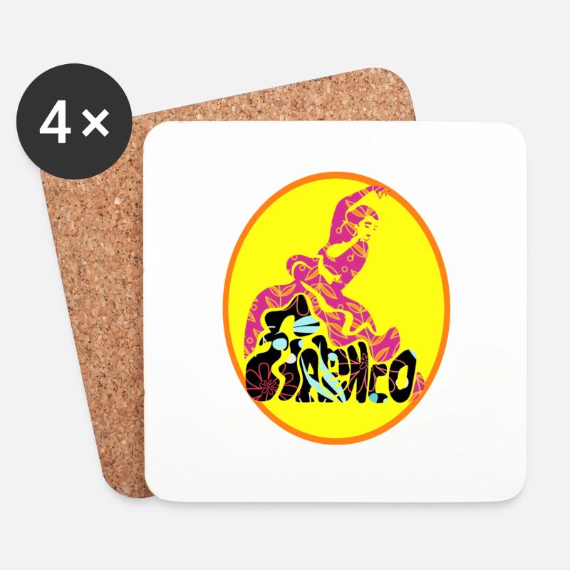 Flamenco Blumentänzer und Wort - Untersetzer (4er-Set) - Weiß