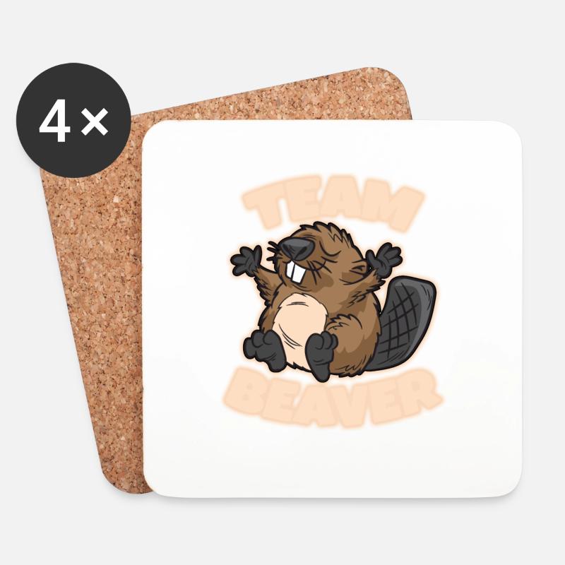 Team Beaver - Untersetzer (4er-Set) - Weiß