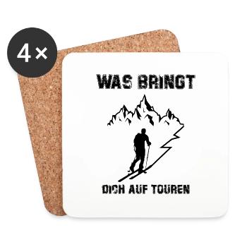 Witziger Skitouren Ski Tour Geschenk lustig Spruch - Untersetzer (4er-Set) - Weiß - Vorne