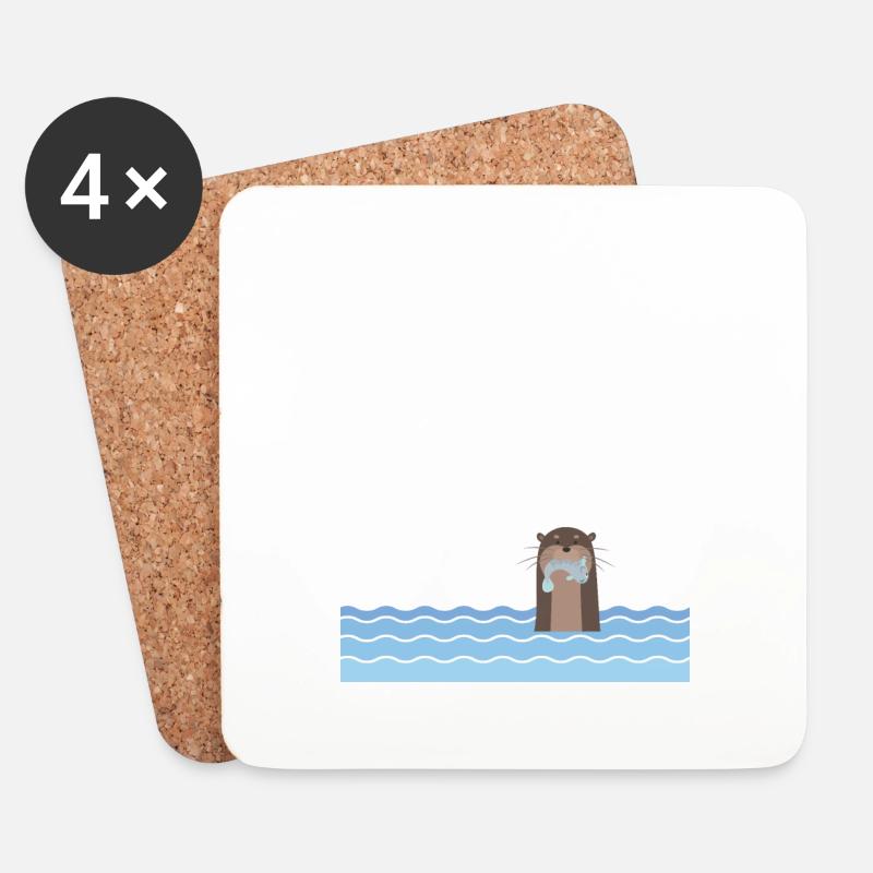 Otter Love Each Otter niedlich Tier Geschenkidee - Untersetzer (4er-Set) - Weiß