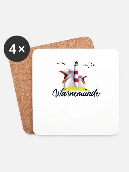 Warnemünde Ostsee Strand Küste Urlaub Geschenk - Untersetzer (4er-Set) - Weiß