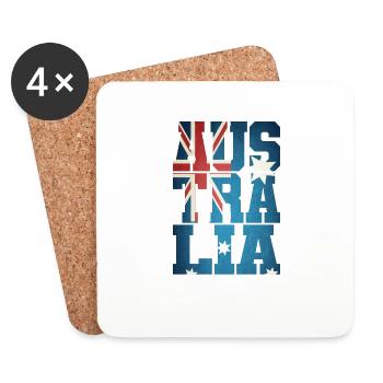 Australia with flag - Coasters (set of 4) - white - Front