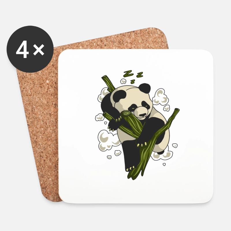 Sleeping panda panda bear gift animal bamboo - Coasters (set of 4) - white