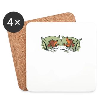 Schlafende Dackel im Bett Tier Geschenkidee Hunde - Coasters (set of 4) - white - Front