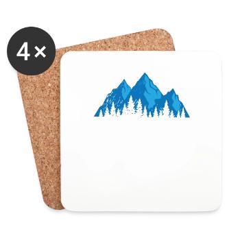 Berge Blau schwarz - Untersetzer (4er-Set) - Weiß - Vorne
