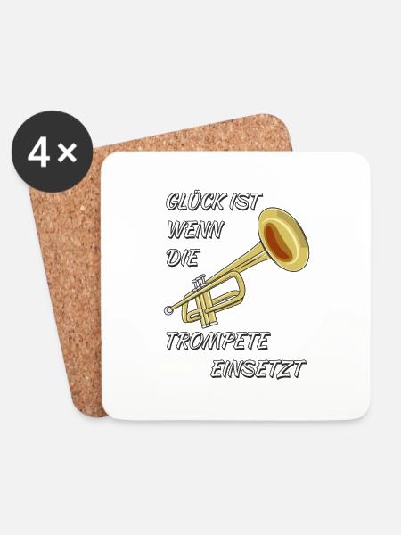 GLÜCK IST WENN DIE TROMPETE EINSETZT - Untersetzer (4er-Set) - Weiß