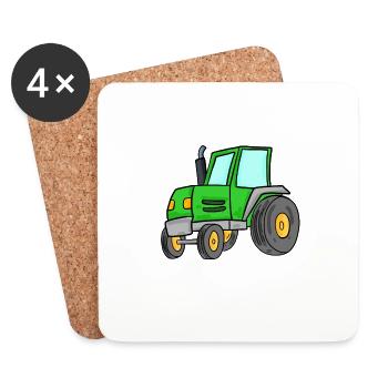 Tracteur - Dessous de verre (lot de 4) - blanc - Devant