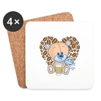 Le café est ma Saint-Valentin - Dessous de verre (lot de 4) - blanc - Devant