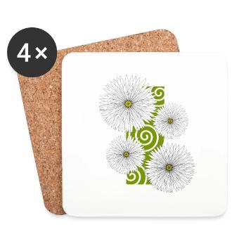 fleurs Marguerites fleurs blanches fleurs jardin printemps - Dessous de verre (lot de 4) - blanc - Devant