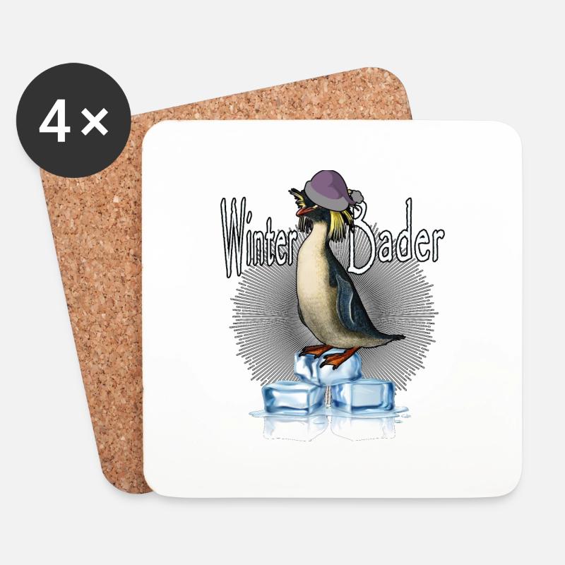 eisbaden eisbader winterbader pudelmütze kalt eis - Untersetzer (4er-Set) - Weiß