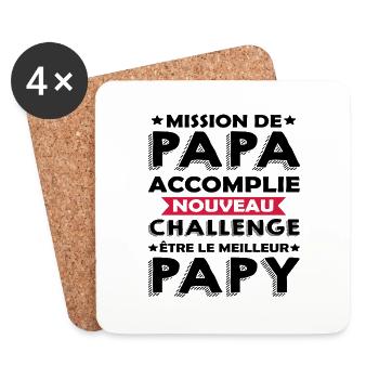 nouveau challenge être meilleur papy / futur papy - Dessous de verre (lot de 4) - blanc - Devant