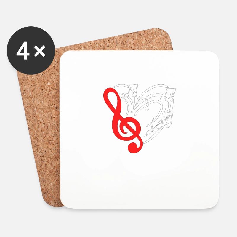 Musikalisches Herz mit Musiknoten Valentinstag Geschenk - Untersetzer (4er-Set) - Weiß