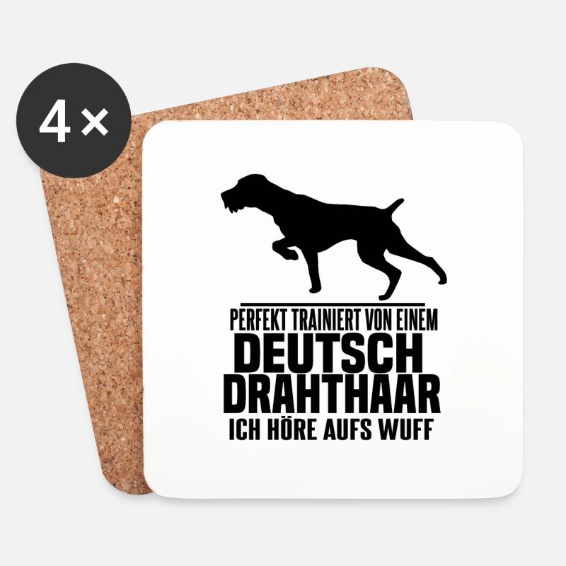 Deutsch Drahthaar Hund Hundspruch - Untersetzer (4er-Set) - Weiß