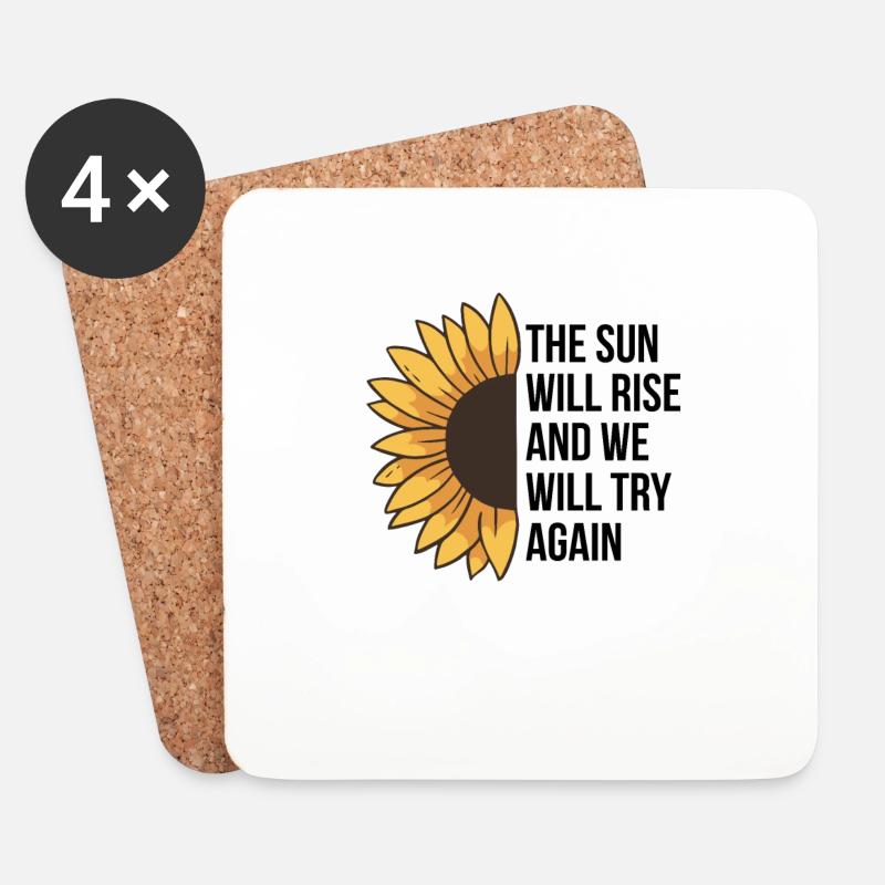 Die Sonne wird aufgehen Wir werden es erneut versuchen. Psychische Gesundheit - Untersetzer (4er-Set) - Weiß