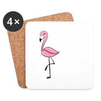 Phoenicopterus partenaire look cadeau Saint Valentin - Dessous de verre (lot de 4) - blanc - Devant
