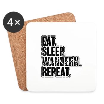 Eat Sleep Wandern Repeat Naturfreund - Untersetzer (4er-Set) - Weiß - Vorne
