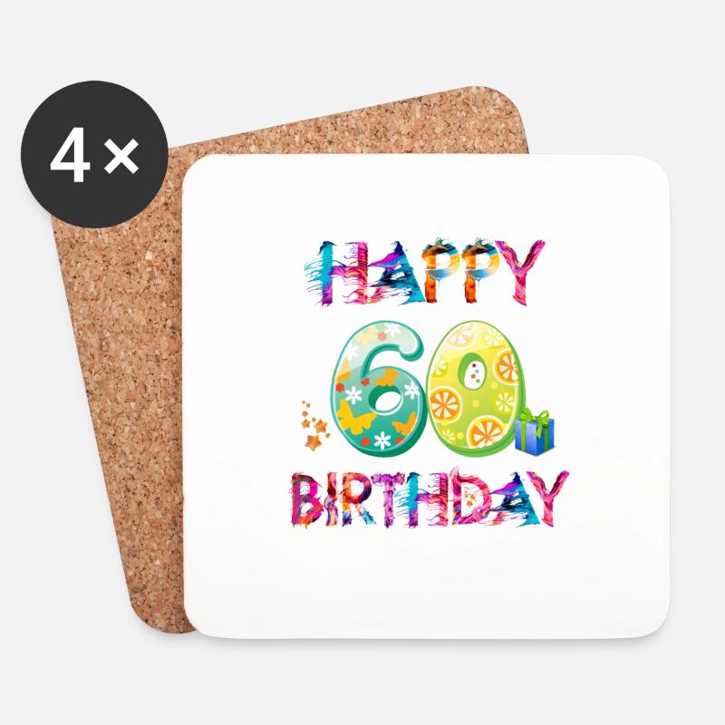 60. Geburtstag - Untersetzer (4er-Set) - Weiß