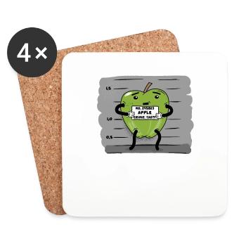 green apple funny police photo - Coasters (set of 4) - white - Front
