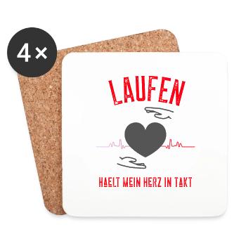 laufen hält mein Herz in Takt running Lauf - Untersetzer (4er-Set) - Weiß - Vorne