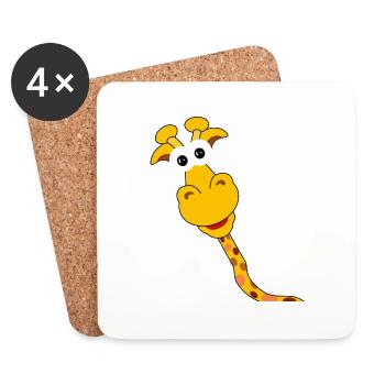 Giraffe - lustig, in Comicstyle - Untersetzer (4er-Set) - Weiß - Vorne