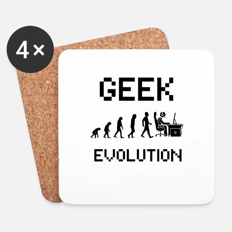 Geek evolution - Gamer evolution - Untersetzer (4er-Set) - Weiß