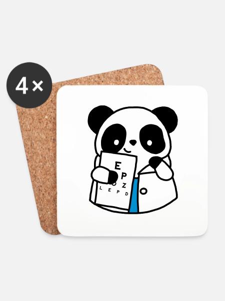 Augenarzt Optischer Panda - Untersetzer (4er-Set) - Weiß