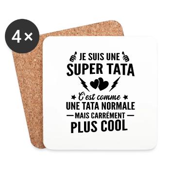 je suis une super tata - Dessous de verre (lot de 4) - blanc - Devant