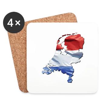 Niederlande | echte Flagge | Flag Map - Untersetzer (4er-Set) - Weiß - Vorne