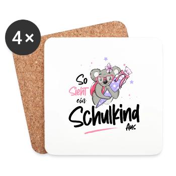 Schooling first class motif with koala - Coasters (set of 4) - white - Front