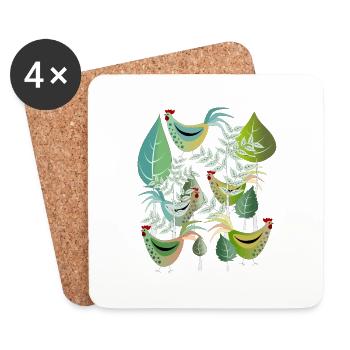 Bird Chicken Rooster Chicken Spring Hen Easter - Coasters (set of 4) - white - Front