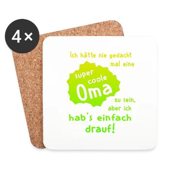 Oma - Super Cool - Untersetzer (4er-Set) - Weiß - Vorne
