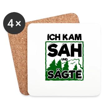 Kettensäge Motorsäge Holzfäller Geschenk - Untersetzer (4er-Set) - Weiß - Vorne