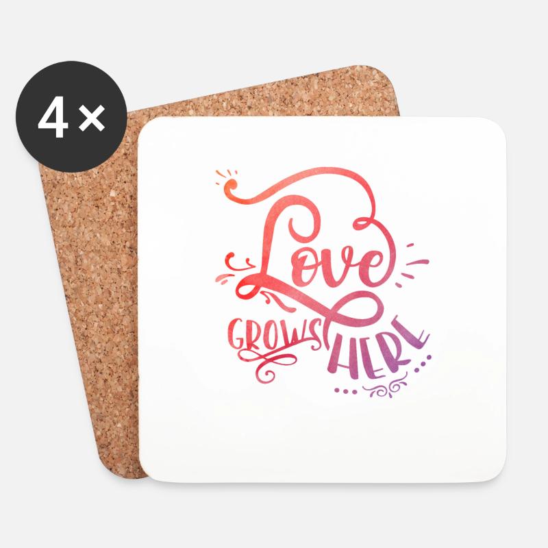 Love grows here - Coasters (set of 4) - white