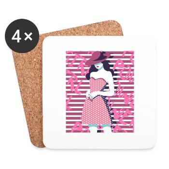 Tee-shirt graphique Girl Power, Chemise Grl Pwr, Inspiration - Dessous de verre (lot de 4) - blanc - Devant