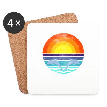 Delfin Meer Sonnenuntergang - Untersetzer (4er-Set) - Weiß - Vorne