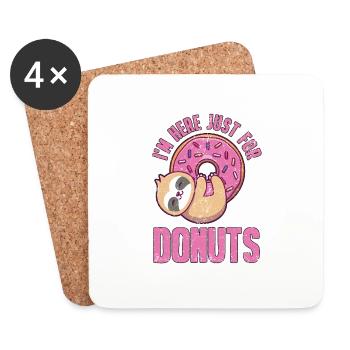Ich bin hier für Donuts Geschenk - Untersetzer (4er-Set) - Weiß - Vorne