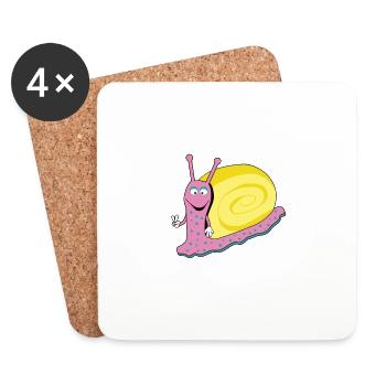 Geschenk Garten Schnecke Bin da kann losgehen - Untersetzer (4er-Set) - Weiß - Vorne