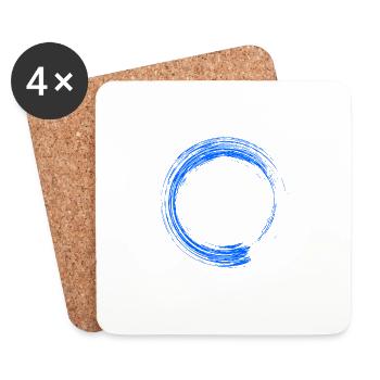 Circle Design Brush Blue - Coasters (set of 4) - white - Front