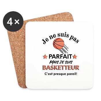 t-shirt humour basket - BASKETTEUR - Dessous de verre (lot de 4) - blanc - Devant