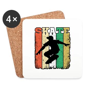Skate Retro Vintage Skater Skateboarding Geschenk - Untersetzer (4er-Set) - Weiß - Vorne