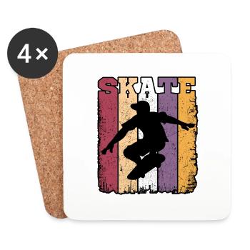 Skate Retro Vintage Skater Skateboarding Geschenk - Untersetzer (4er-Set) - Weiß - Vorne