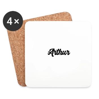 Arthur Custom Text Nom d’anniversaire - Dessous de verre (lot de 4) - blanc - Devant