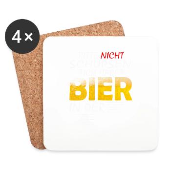 BITTE NICHT SCHUPSEN ICH HABE BIER Biere - Untersetzer (4er-Set) - Weiß - Vorne